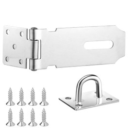 Door Latch Hasp Lock Hasp Door Latches Gate Latches Stainless Steel Lock Latch Heavy Duty Padlock Hasp with Screws for Mailbox Drawer Closet Fence Door Window Cabinets 4Inch
