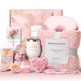Canasta de Regalo de Spa Relajante para Ella - Detalle Perfecto para Mujer, Mamá, Novia, Hermana o Amiga en Cumpleaños, Día de la Madre o San Valentín, Kit de Relajación y Autocuidado (Rosa)