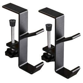 2 Pack Purse Hook for Table - Adjustable Metal Bag Holder Hook Clamp, Under Desk Hanger for Handbags, Backpacks, Accessories - Universal Desk Mount, Table Edge Hook Portable & Sturdy Design (Black)