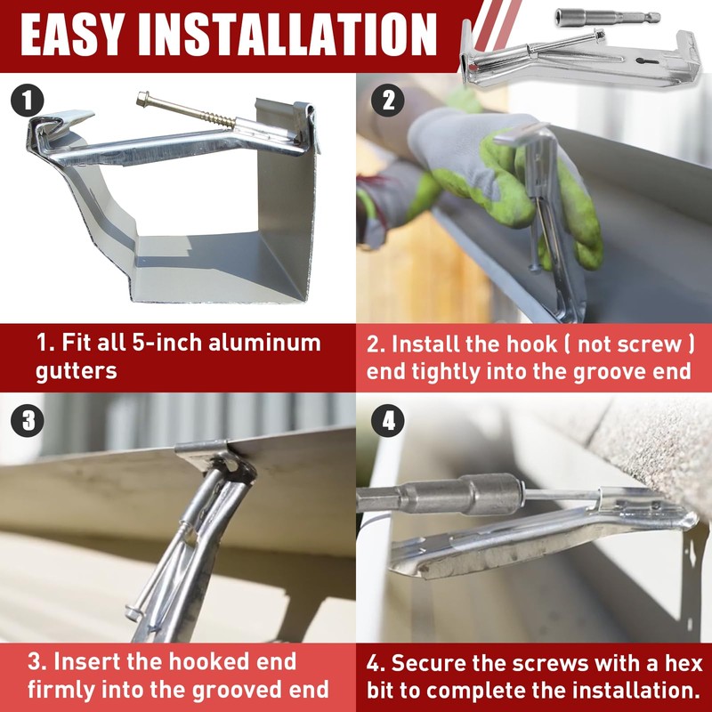 50-Pack Hidden Gutter Hangers 5 Inch K Style - Gutter