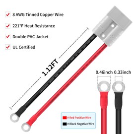 micrl 65 Amp 8AWG Battery Quick Connect Cable 1.12FT Quick Disconnect – Heavy Duty 12V Charging Plug Kit for Car, Forklift, Power DC Systems – Grey 50A Connector with Tinned Copper Charger Cable