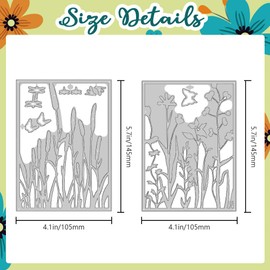 DELORIGIN Insects Wildflowers Frame Die Cuts, Carbon Steel Die Cuts Cutting Dies Plants Frame Stencils Scrapbooking Weeds Embossing Template Dies for Birthday Card Making Party Greeting Photo Album