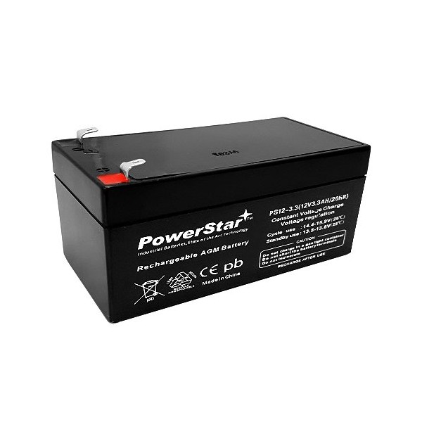 PowerStar Battery Replacement for WP3-12 Backup 12 Volt 3.5AH 12v 3.5 Amp-hr / 3 Year Warranty