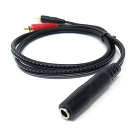 1m 6.35mm to 2 x RCA Splitter Cable, 6.35 TRS Female to Dual RCA Male Stereo Audio Lead for Music Instruments, Mixer (Gold Plated) 3.3ft