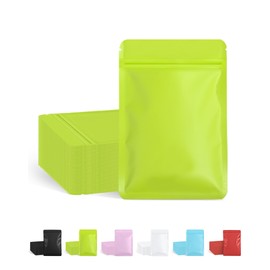 100 Pack Resealable Packaging Bags for Small Business Double-Sided Color Smell Proof Bags for Food Storage Flat Bags (Green, 5.5" x 7.8")