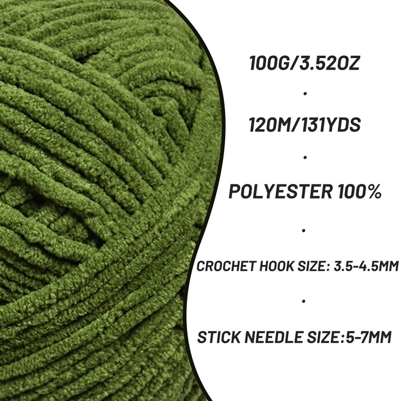 Plush Chenille Chunky Crochet Yarn - Baby Yarn for Crocheting