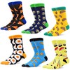 MAKABO Colorful Funny Men's Crew Socks, 6 Pairs Food Pattern,