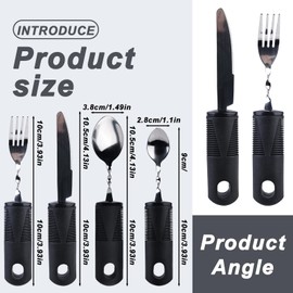 5-Piece Parkinson Cutlery, Adaptive Utensils, Adaptive Cutlery Set for Parkinson with Thick Handle, Flexible Cutlery Bendable for Disabled People, Hand Tremors, Arthritis, Parkinson's