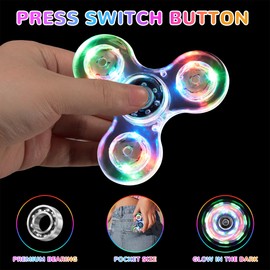 WELLVO 1Pcs LED Fidget Spinner for Kids Adults, Light up Sensory Fidget Toys for Kids 4-8 8-12 Anxiety Stress Relief, Classroom Prizes Glow in The Dark Hand Spinner Boys Girls Birthday Gifts