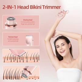 2-in-1Women's Body Shaver, Head Bikini Trimmer Rechargeable Eletctric Shaver for Women, IPX7 Waterproof Wet and Dry Hair Trimmer for Facial Face Lip Chin Underarm Legs (Pink)