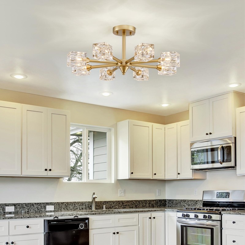 XINGQI 8-Light Semi Flush Mount Ceiling Light Fixture Modern Antique