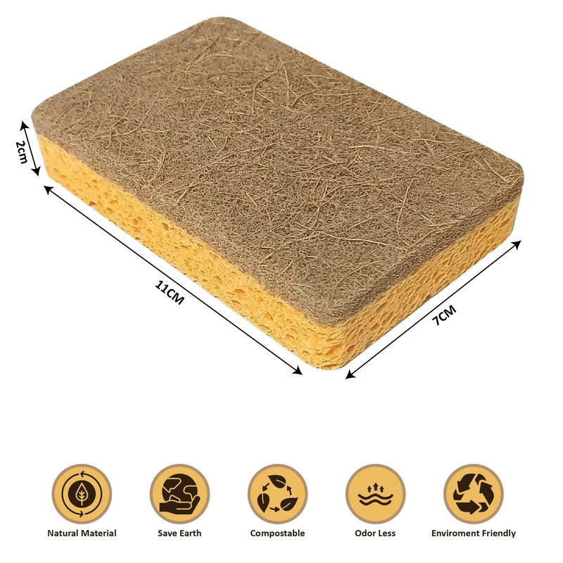 Eco Sponge Scourers Pack of 16 Plastic Free Sponges Washing