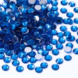 Meibite Capri Blue Flatback Rhinestones, Glass Rhinestones for Nail Art and Craft, Glue Fix, Loose Crystal Gemstones(Capri Blue, SS20, 1440pcs, 4.6-4.8mm)