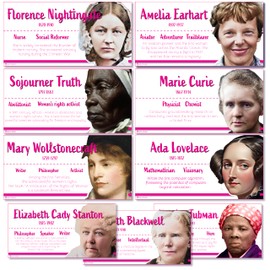 Historic Women Posters bulletin board set, 9 charts pack Glossy Paper UPDATED 2025 FIXED (9"x19") Young N Refined
