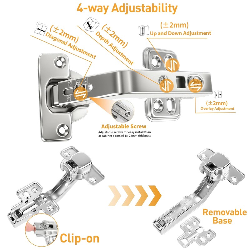 TamBee 135 Degree Lazy Susan Hinge, 48mm Corner Kitchen Cabinet