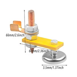 2PCS Magnetic Welding Ground Clamps - Strong Magnet Head Support for Metal Welding, High Conductivity, Easy Installation, Durable Construction