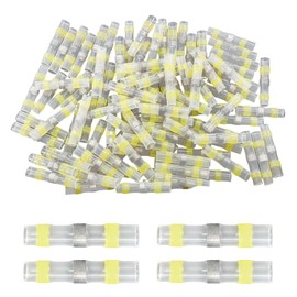 Runseaway 100PCS 12-10 AWG Solder Seal Wire Connectors, Yellow Heat Shrink Butt Connectors, Waterproof Solder Sleeve Wire Splice Terminals for Automotive Marine Applications