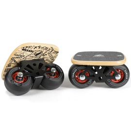 FreeSkates Portable Roller Road Drift Skates Plate, Maple Deck Anti-Skid Plate, Split Skateboard with PU Wheels, high-end Bearings(Black)