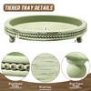 KULEDM Handmade Wooden Decorative Tray, Small Beaded Coffee Table Tray