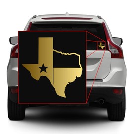 TX Flag Shaped Like Texas [Pick Color] Vinyl Transfer Sticker for Laptop/Car/Truck/Window/Bumper (10" x 10", Gold)
