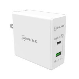 SEKC SWC-PD3260WT USB-C PD 60W Compatible, USB-A, QC 3.0, 18W, 2-Port, USB Rapid Charger