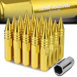 60mm Aluminum M12 x 1.5 6-Point 25mm OD Gold 20 Lug Nuts with 47mm Caps Set Adapter, Purple