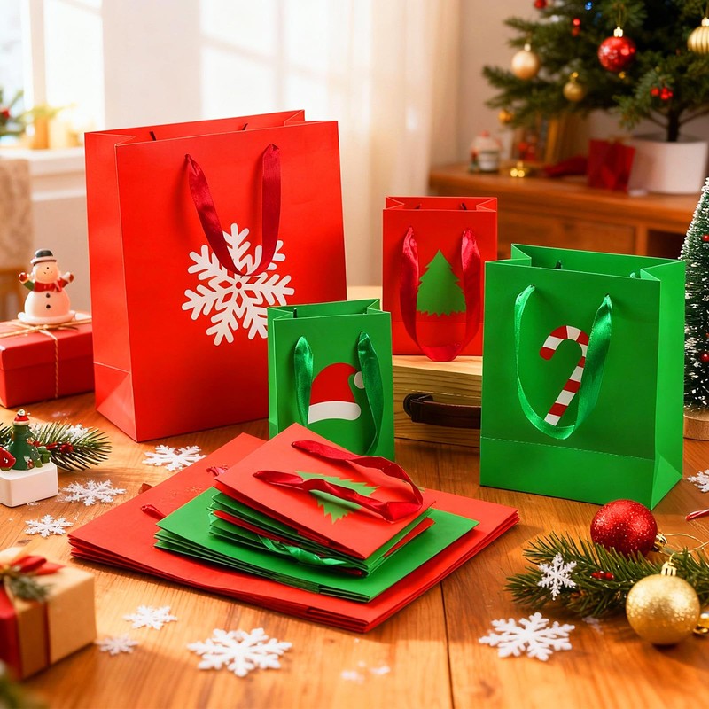Casuallined 24 Pcs Christmas Paper Gift Bags with Handles Assorted