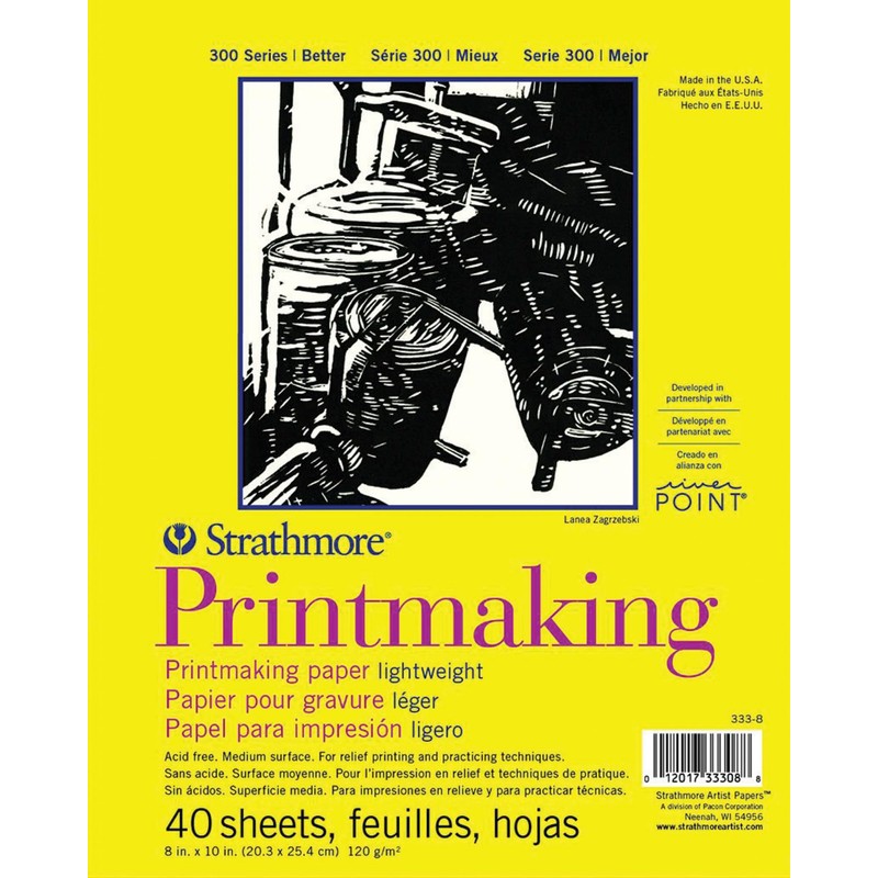 Strathmore 300 Series Printmaking Paper Pad, Glue Bound, 8x10 inches,