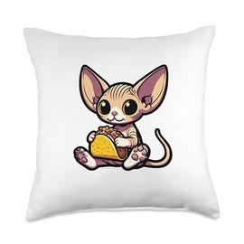 Sphynx Cat Taco Pet Funny Food Throw Pillow