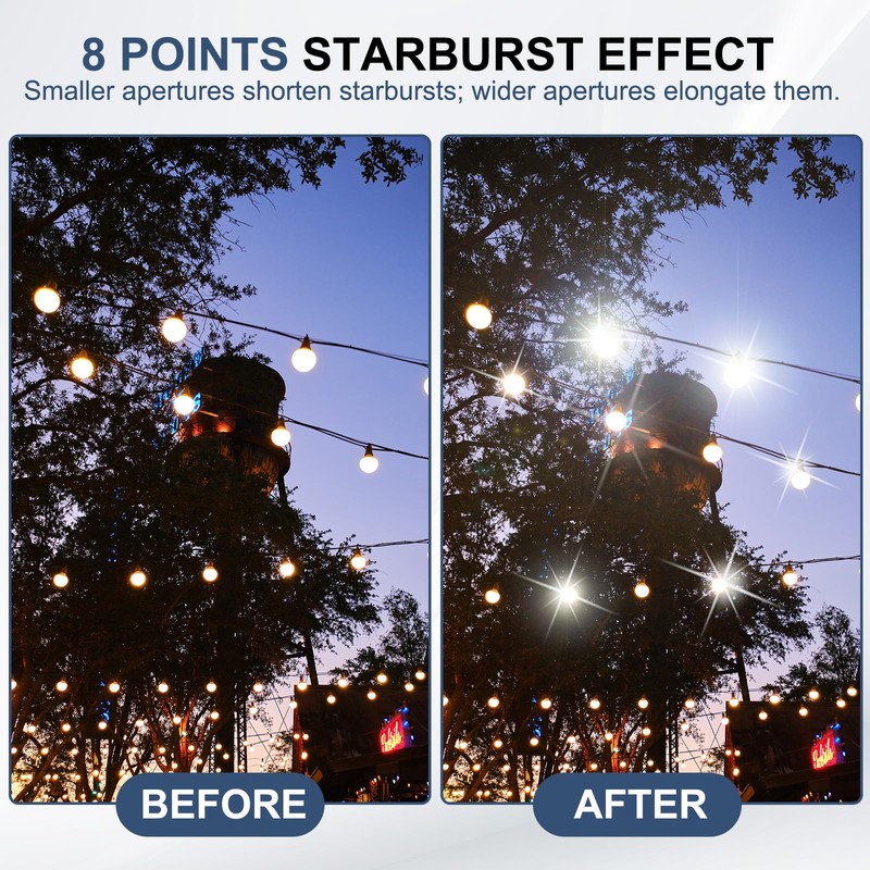 PATIKIL 55mm Star Filter, 8 Points Starburst Len Filter Variable