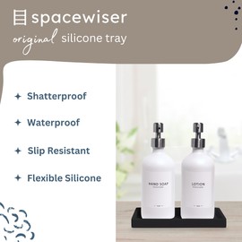 Spacewiser Countertop and Vanity Tray - 2 PC Small 7.7" Silicone Bathroom Tray, Kitchen Soap Tray, Dish Soap Sponge Holder Kitchen Sink Organizer, Bathroom Counter Tray, Lotion Soap Dispenser Tray