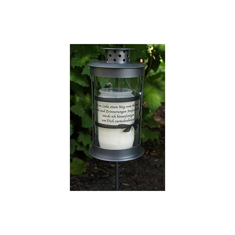 Metal Grave Lantern Round with Grave Light and Mourning Saying