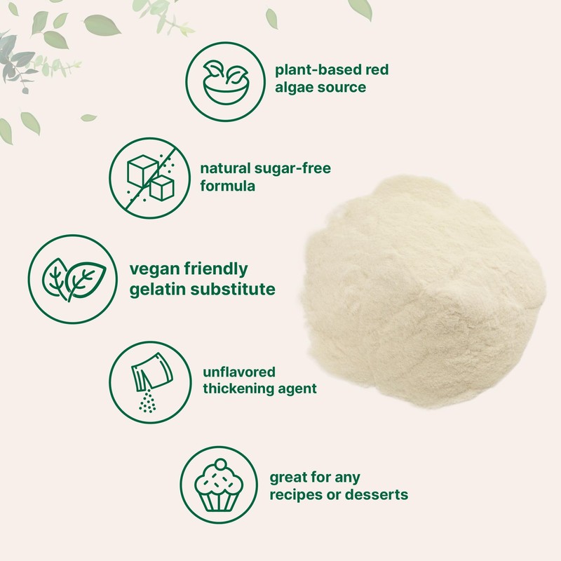 Agar Agar Powder, 1lb (16oz) | Planted-Based Source from Red