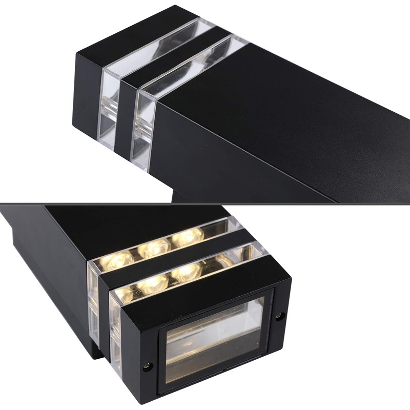 LANFU LED Wall Sconce Waterproof Porch Light 12W, Black Modern