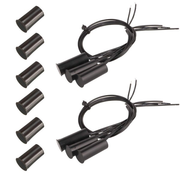 Gebildet 6pcs Black Built-in Security Contact Sensor for Window, Gate,