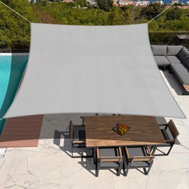 TANG Sunshades Depot 8'x23' Rectanlge Waterproof Knitted Shade Sail with 8 inch Hardware Kit Curved Edge Light Gray/Light Grey U*V Block Pergola Carport Canopy Awning Customize Available