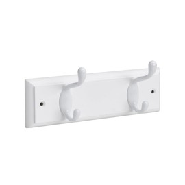Gutol 2-Hook Door Wall Mounted Coat Rack, 22cm - White Wooden Board, White Coat Hooks - Fixings Included
