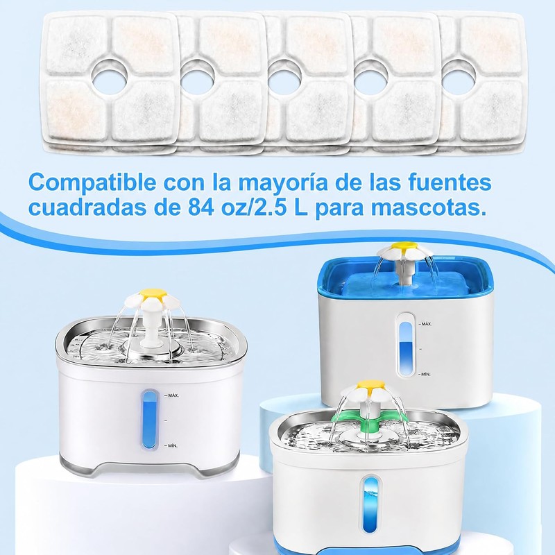 10 Pcs Filtros para Fuentes para Gatos Cuadrada de 84