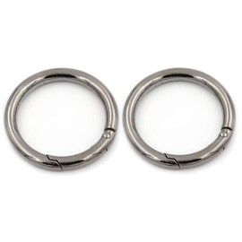 2Pcs Metal Spring O Rings Round Carabiner Clip Snap Trigger Spring Keyrings Buckle for Bag Purse Handbag Strap Craft Jewelry Making, 32mm Black