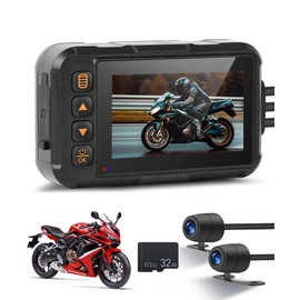 Dash Cam Motorcycle 3inch 1080P Front and Rear Inside DashCam 720P IP67 Waterproof with 480P Rear Pull + Gravity Sensor