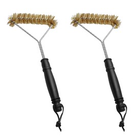 Pack of 2 Brass Grill Brush, 30.5 cm Grill Grate Brush, Grill Brush for Cast Iron Grate, Triangular 360° Cleaning Brass Brush Grill, with Plastic Handle for Grill Grate, Gas Grill, Charcoal Grill
