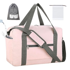 lifwimner Hand Luggage Bag for Aeroplane 45 x 32 x 18 cm Travel Bag Small for Men and Women Weekender Bag Cabin Bag Foldable Hand Luggage Suitcase with Wet Bag, pink, Fashionable