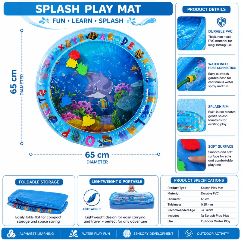 Pet Water Play Mat for Summer Fun – PVC Spray