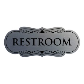 Designer Restroom Sign - Silver - Medium