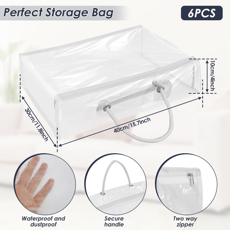 Abizarch 6 Pack Large Clear Clothes Storage Bag,Travel Packing Cube,