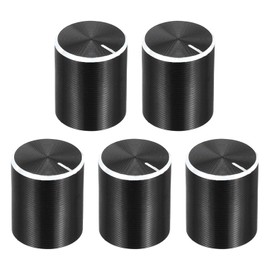 sourcing map 5pcs Potentiometer Knob Knurled Shaft Black Aluminum 6mm Shaft Dia. Rotary Knob 15mmx17mm Guitar Volume Control Knob