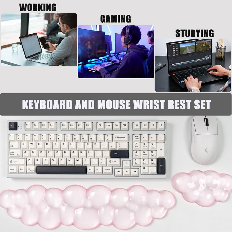 Ergonomic Gel Cloud Keyboard and Mouse Wrist Rest Set –