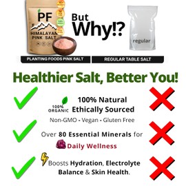 Planting Foods Organic Himalayan Pink Salt – Fine Grain, 8oz | Pure, Vegan, Kosher Salt, Lab Tested, Unrefined & Rich in 80+ Minerals | Nutrient-Dense Cooking & Natural Electrolyte Booster
