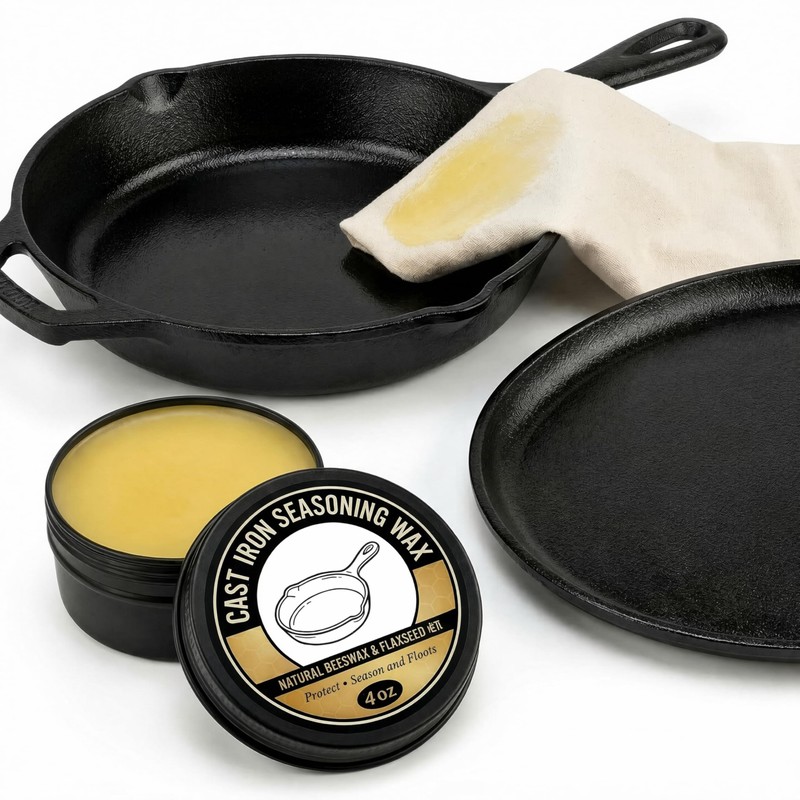 Cast Iron Seasoning Wax for Skillet and Griddle, Natural Conditioner