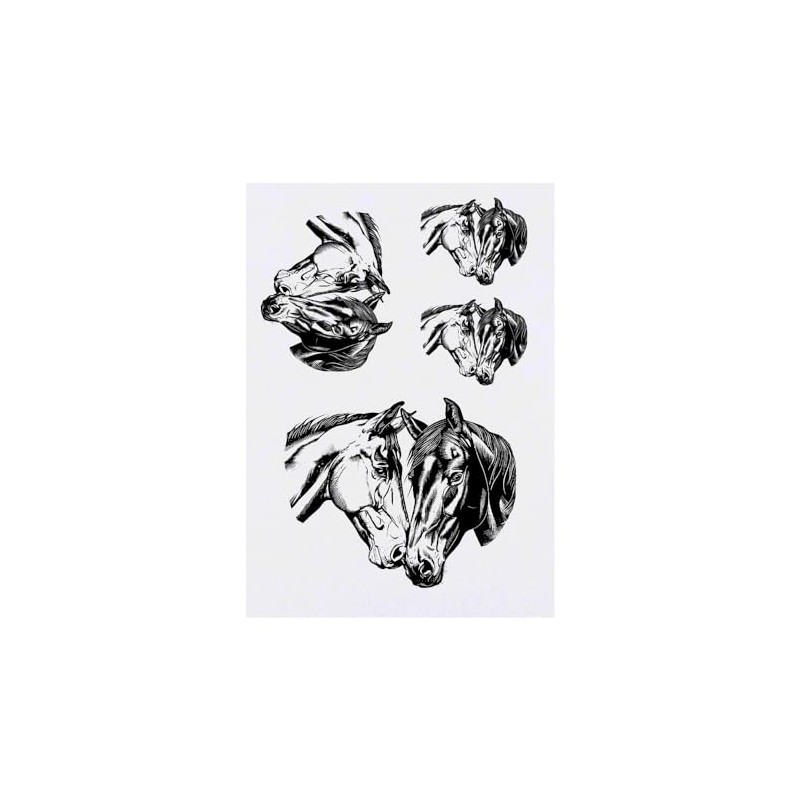 4 x 'Two Horses' Temporary Tattoos - Water Resistant, Skin-Safe,